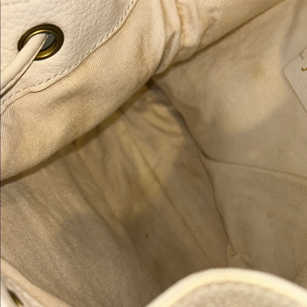 J Crew Elegant White Leather Drawstring Bag - Picture 4 of 4